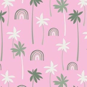 Aloha summer palm trees and rainbows sweet tropical beach boho island vibes pink green girls 