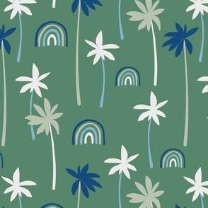 Aloha summer palm trees and rainbows sweet tropical beach boho navy blue green mint boys neutral 