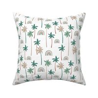 Aloha summer palm trees and rainbows sweet tropical beach boho island vibes green beige boys in white neutral 