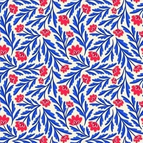 Isabel Flowing Floral | Small Scale | Scandi Red Blue Flowers