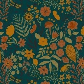 small scale - bella floral - teal