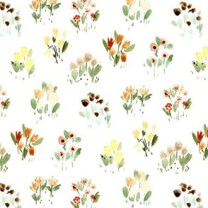 sweet wild flowers bloom - watercolor florals - grasses simple pattern a857-1