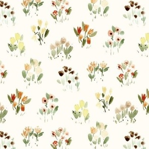 sweet wild flowers bloom - watercolor florals - grasses simple pattern a857-2