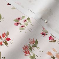 Cream sweet wild flowers bloom - watercolor florals - grasses simple pattern a857-3