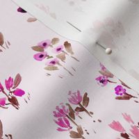 sweet pink wild flowers bloom - watercolor florals - grasses simple pattern a857-4