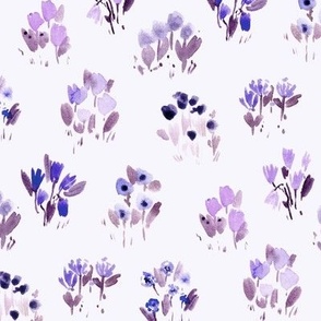 Violet sweet wild flowers bloom - watercolor florals - grasses simple pattern a857-5