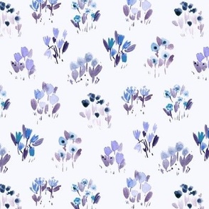 Violet sweet wild flowers bloom - watercolor purple florals - grasses simple pattern a857-6