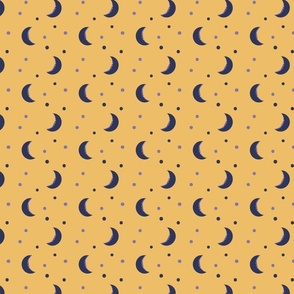 Little moon - blue, purple and yellow background