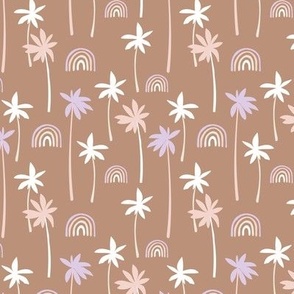 Aloha summer palm trees and rainbows sweet boho island vibes blush lilac neutral on caramel sienna SMALL 