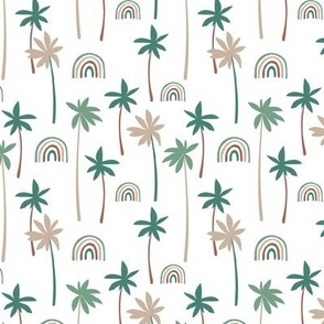 Aloha summer palm trees and rainbows sweet tropical beach boho island vibes green beige boys in white neutral SMALL 