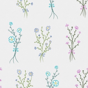 Small colorful flowers with white background (jumbo version)