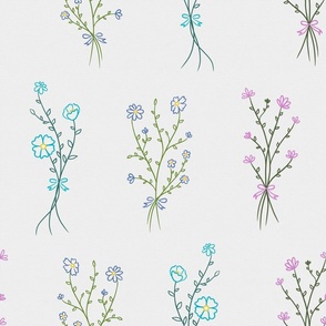 Small colorful flowers with white background (medium size version)