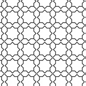 Black and White Traditional Geometric Tiled Star Pattern Coordinate