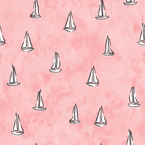 (jumbo scale) sailboats - watercolor pink - LAD22