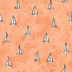 (jumbo scale) sailboats - watercolor peach - LAD22