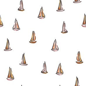 (jumbo scale) sailboats - multi watercolor pink/peach - LAD22