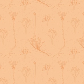 Herbarium plants  seamless pattern on dark pink background.