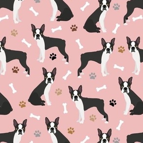 Boston Terrier Paws and Bones Pink