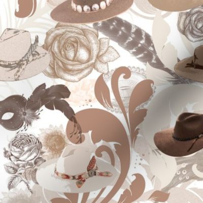 tan vintage cowgirl hat fabric