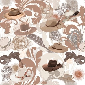 tan vintage cowgirl hat fabric