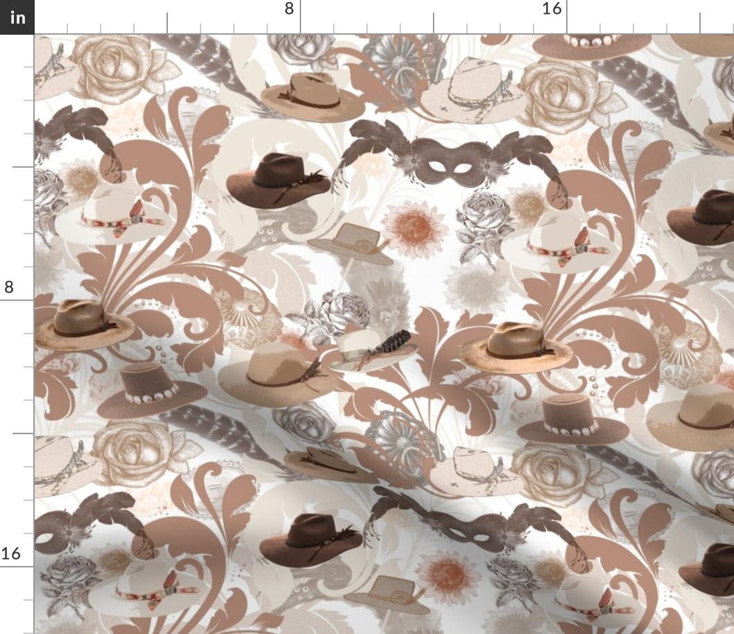 tan vintage cowgirl hat fabric