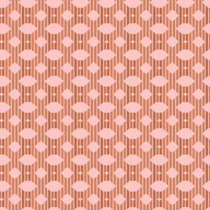 Modern Tropical Geometric abstract wooden trellis warm pink, peach, tan