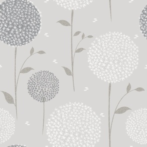 Large scale neutral botanicals floral allium-grey 