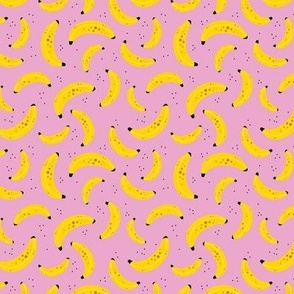 Fruit punch banana smoothie retro summer design yellow on pink girls SMALL