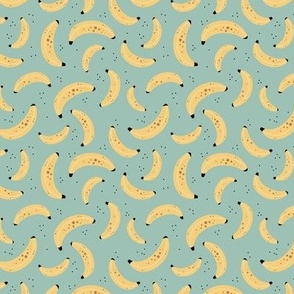 Fruit punch banana smoothie boho summer design yellow on teal blue SMALL