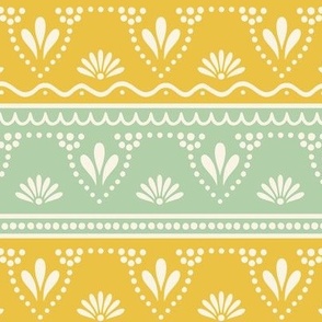 Elegant Pysanky Stripe | Regular Scale | Yellow & Sage