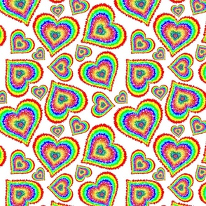 Rainbow Pride hearts on white