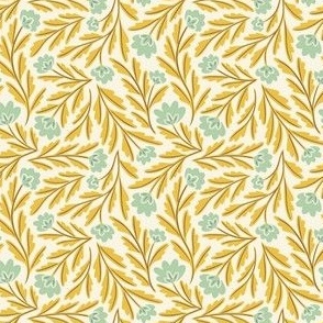 Isabel Flowing Floral | Small Scale | Yellow Sage