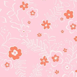 Boho Flowers in Light Pink - (Medium Scale)
