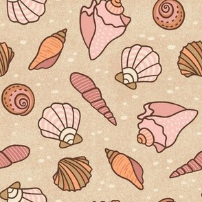 Scattered Shells in Pink & Brown (Large Scale)