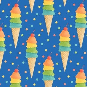 Rainbow Ice Cream on Blue (Small Scale)