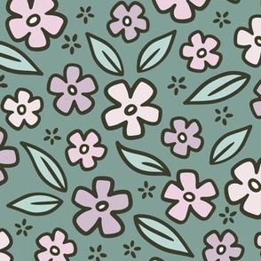 Forget-Me-Nots in Green & Purple (Large Scale)