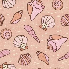 Scattered Shells in Pink & Orange (Large Scale)