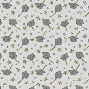 Grad Caps & Stars on Gray  (Small Scale)