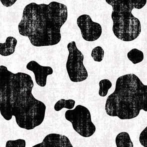 Distressed Cow Print in Black & White (Large Scale)