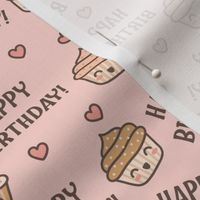 Kawaii Birthday Cupcakes on Pink (Small Scale)