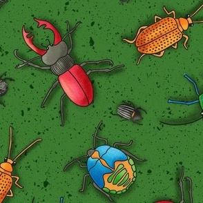 Beetles on Dark Green (Large Scale)