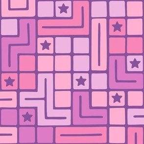 Blocks & Stars in Pink & Purple (Large Scale)