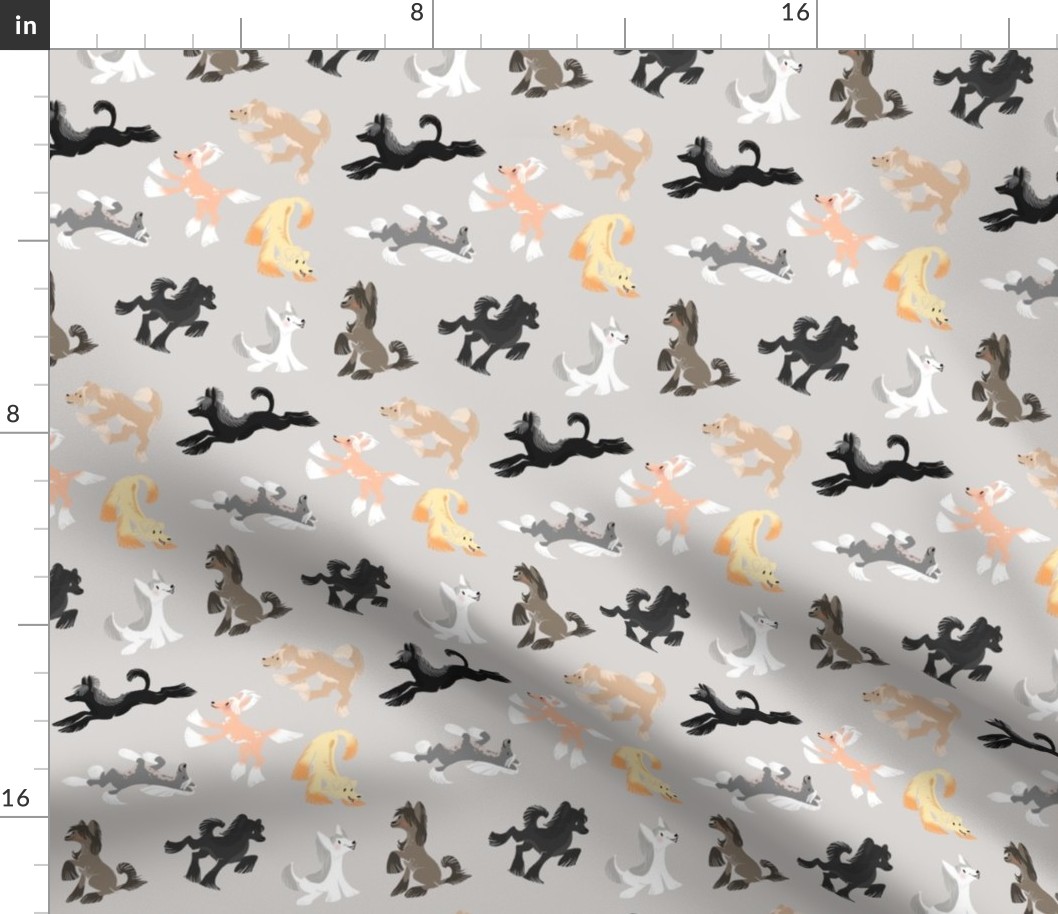 Chinese Crested Fabric - Light Warm Grey