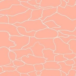 Coral pink with white hand drawn lines, light on water coastal print for summer