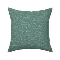 organic hand drawn lines in white on sage green, light on water coastal blender print