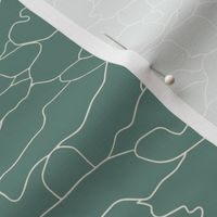 organic hand drawn lines in white on sage green, light on water coastal blender print