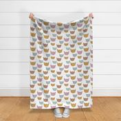 Wild cats leopard print kawaii design animal print panther trend pink mint ochre yellow on white LARGE 