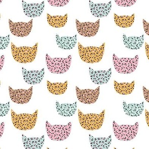 Wild cats leopard print kawaii design animal print panther trend pink mint ochre yellow on white SMALL
