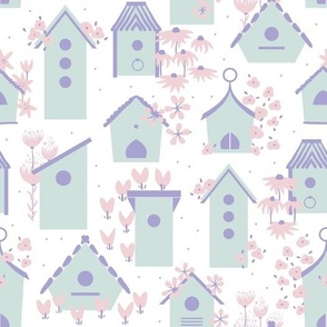 pastel birdhouses and flowers | cotton candy collection