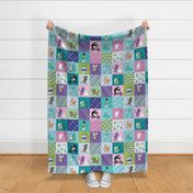 Alpine Animal Patchwork - pink, purple, teal and mint - Large scale by Cecca Designs